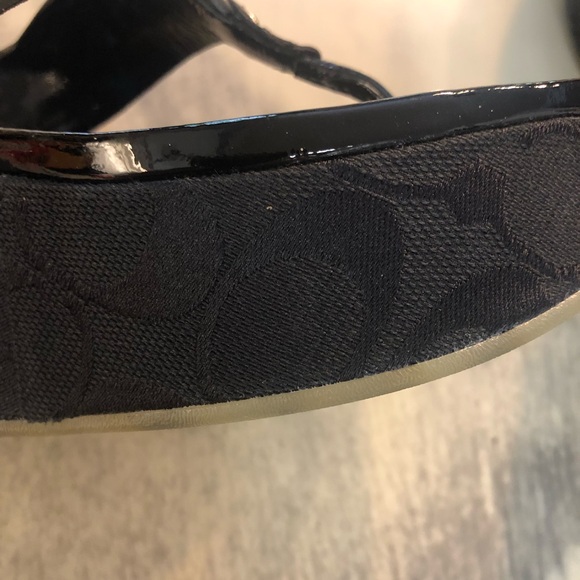 Coach Glossy Black Platform Sandals - Picture 5 of 7